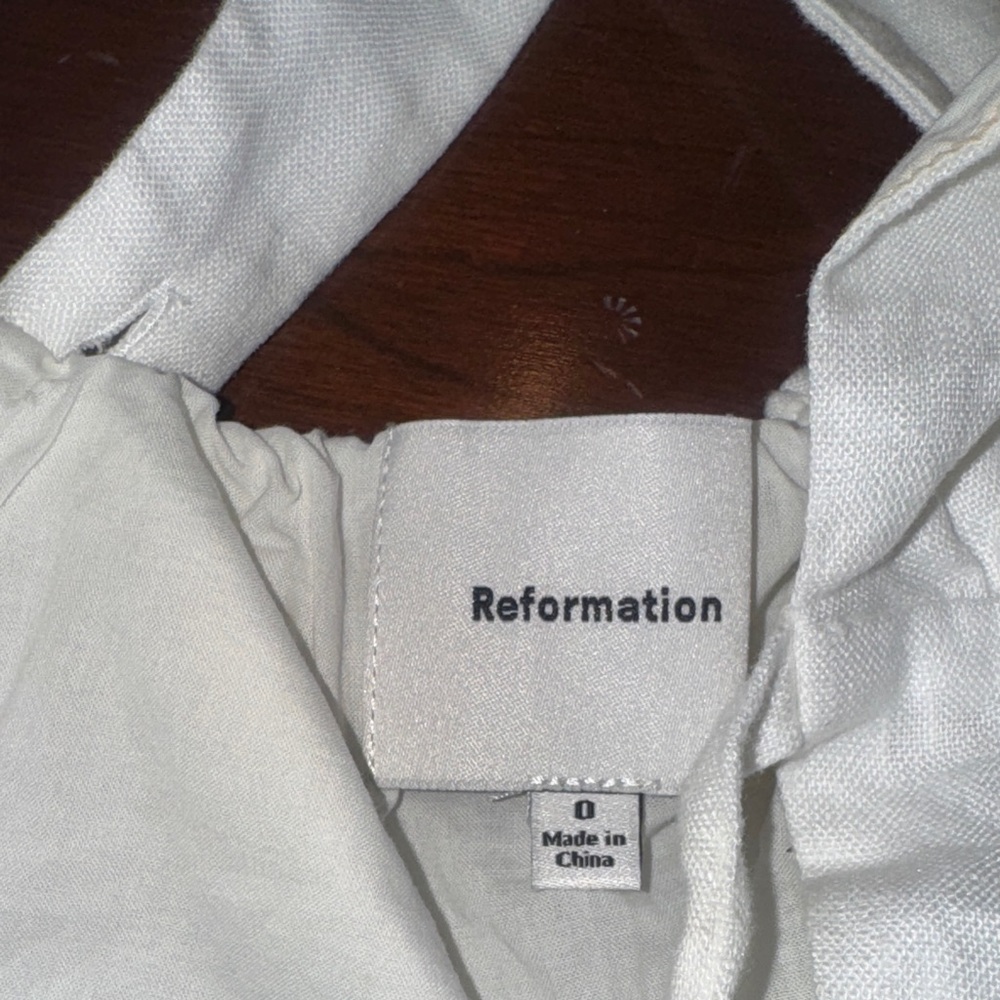 Reformation Azalea Linen Tie-Front Top White Size 0 - Picture 6 of 7